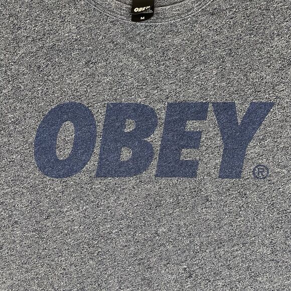 Obey Accent Graphic Tee Shirt Unisex Medium Gray Blue Basic Classic Preppy Retro - Picture 7 of 13